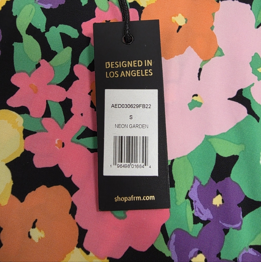 AFRM Floral Cutout Dress in Neon Garden, Size S - Picture 9 of 10